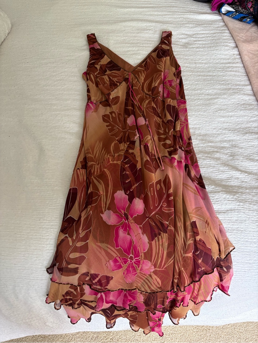 Signature by Robbie Bee Brown and Pink Floral High-Low Sundress